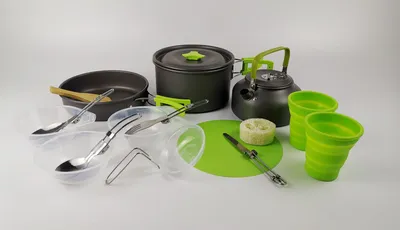 Outdoor Camping Hiking Cookware Tableware Cookware Lightweight Folding Picnic Cooking Hiking Picnic BBQ Tableware Equipment
