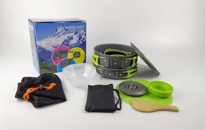 Outdoor Camping Hiking Cookware Tableware Cookware Lightweight Folding Picnic Cooking Hiking Picnic BBQ Tableware Equipment