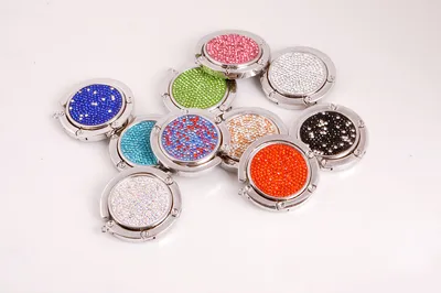 Bag Table Hook Fashion Outdoor Portable Foldable Round Shiny Diamond Purse Handbag Bag Table Hook Hanger Key Bag Hanger