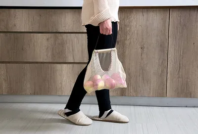 Polyester Mesh Kitchen Storage Bag Portable Net Bag Shopping Bag Home Storage Wall Shelves Kitchen Accessories