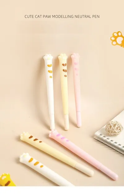 مجموعة أقلام حبر جاف على شكل مخلب قطة لطيفة، 4 قطع، رأس كروي 0.5 مم، لون أسود، أقلام للكتابة، أدوات مكتبية، لوازم مدرسية، A6621