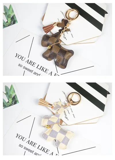 Cotton-filled Lattice Keychain Luggage Pendant