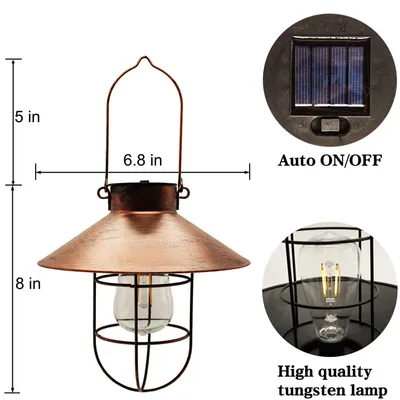 Solar Outdoor Hanging Lights Waterproof Courtyard Lantern