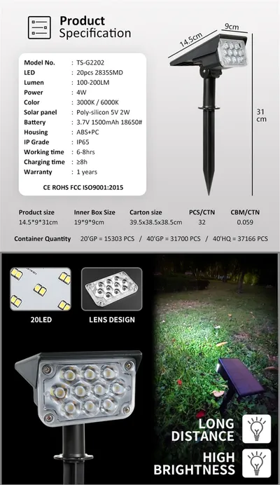 Adjustable Solar Spotlight Solar Garden Light