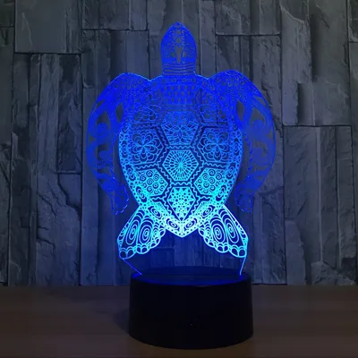 Doodle sea turtle colorful 3D lights