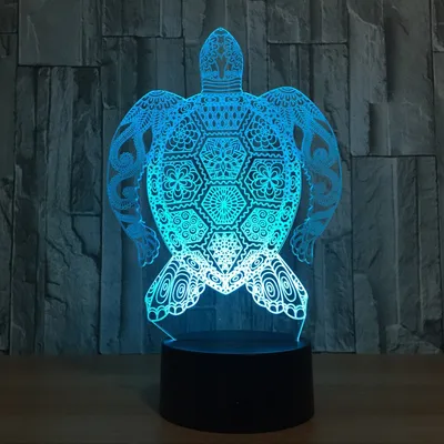 Doodle sea turtle colorful 3D lights