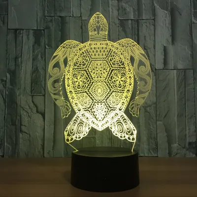 Doodle sea turtle colorful 3D lights