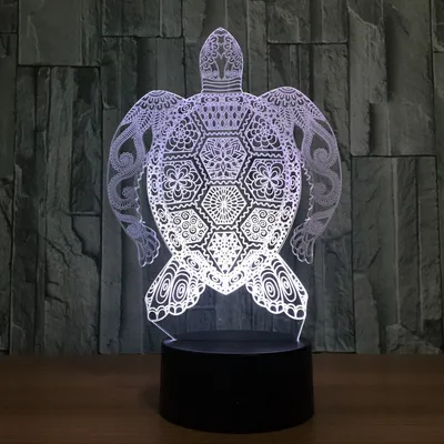 Doodle sea turtle colorful 3D lights