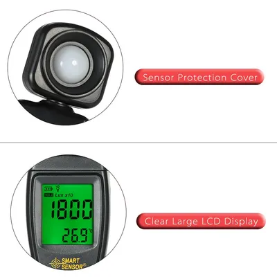 مقياس الإضاءة الرقمي المصغر الذكي AS803 بشاشة LCD، مقياس الإشعاع فوق البنفسجي، مقياس الضوء، مقياس الإضاءة، نطاق القياس من 0 إلى 200000 لوكس