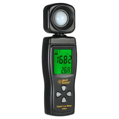 مقياس الإضاءة الرقمي المصغر الذكي AS803 بشاشة LCD، مقياس الإشعاع فوق البنفسجي، مقياس الضوء، مقياس الإضاءة، نطاق القياس من 0 إلى 200000 لوكس