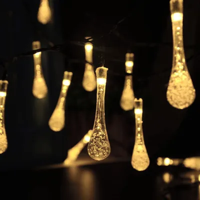 LED Outdoor Water Drops Solar Lamp String Lights LED Fairy Holiday Christmas Party Garland Garden Waterproof