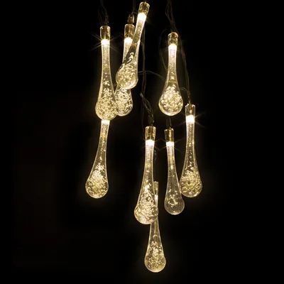 LED Outdoor Water Drops Solar Lamp String Lights LED Fairy Holiday Christmas Party Garland Garden Waterproof
