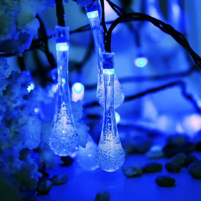 LED Outdoor Water Drops Solar Lamp String Lights LED Fairy Holiday Christmas Party Garland Garden Waterproof