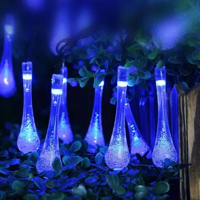 LED Outdoor Water Drops Solar Lamp String Lights LED Fairy Holiday Christmas Party Garland Garden Waterproof