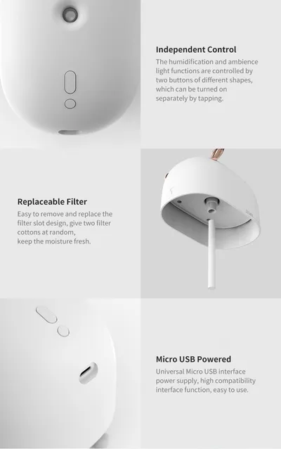 جهاز ترطيب وعلاج عطري صغير ومحمول يعمل بمنفذ USB بتصميم غزال وزلاجة