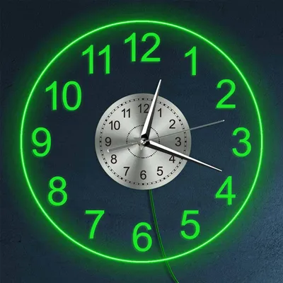 ساعة حائط أكريليك شفافة مزودة بأضواء ملونة