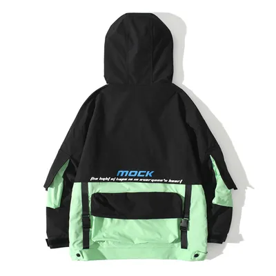 All-Match Multi-Pocket Tooling Tide Brand Color Matching Casual Hooded Jacket