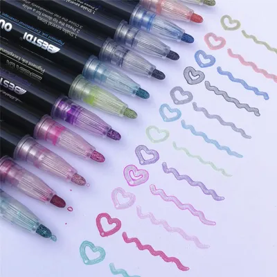 Contour Pen 12 Color Double Line Pen Flashing Highlighter Marker Pen