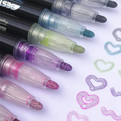 Contour Pen 12 Color Double Line Pen Flashing Highlighter Marker Pen