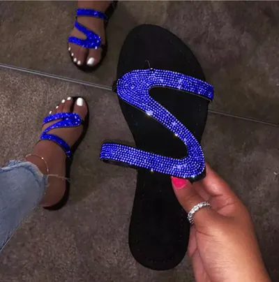 New bright diamond flat slippers women