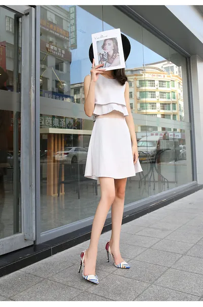 Colorblock fashion shoes high-heeled shoes
