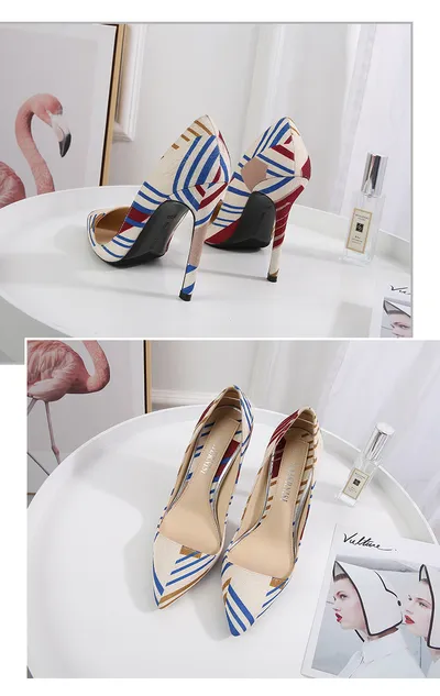 Colorblock fashion shoes high-heeled shoes