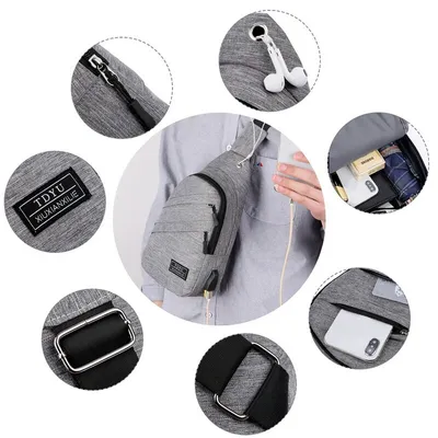 Multifunctional USB sports chest bag