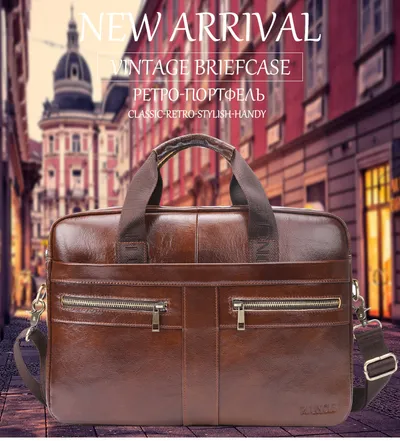 New leather men's briefcase