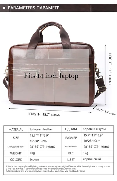 New leather men's briefcase