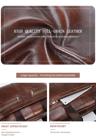 New leather men's briefcase