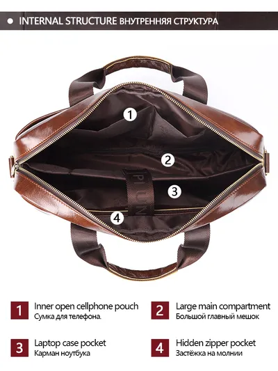 New leather men's briefcase