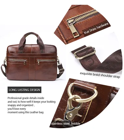 New leather men's briefcase