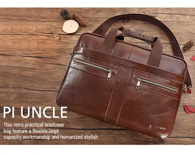 New leather men's briefcase