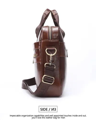 New leather men's briefcase