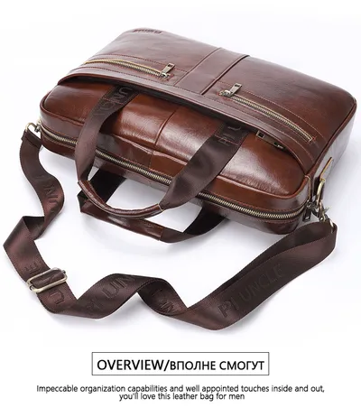 New leather men's briefcase