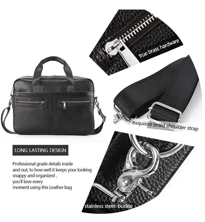 New leather men's briefcase