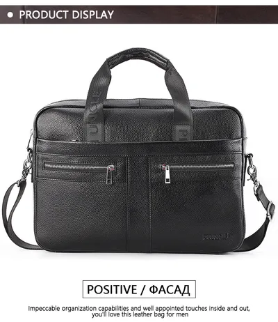 New leather men's briefcase