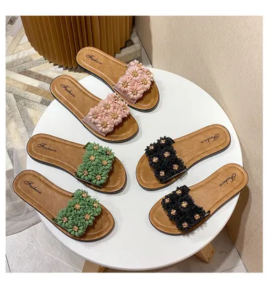 Fashion six chrysanthemum harbor Style Slippers