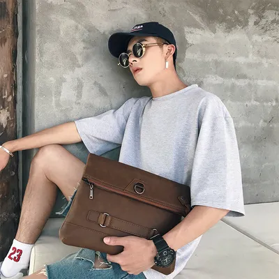 PU leather men clutch