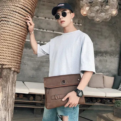 PU leather men clutch