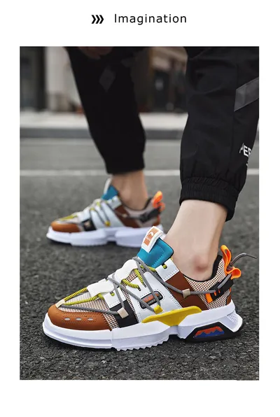 Sports trend shoes men's mesh breathable thick sole old shoes