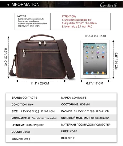 Multifunctional leather men's bag