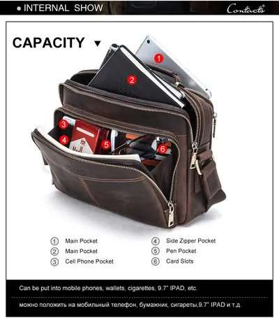 Multifunctional leather men's bag