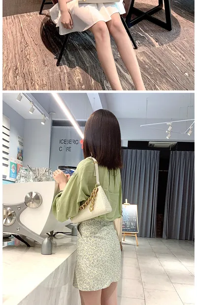Chain leather shoulder bag