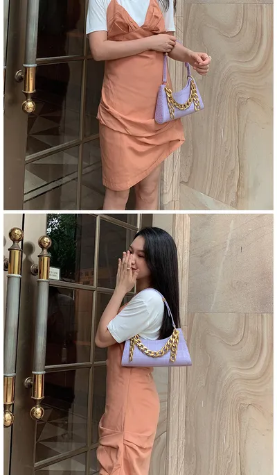Chain leather shoulder bag