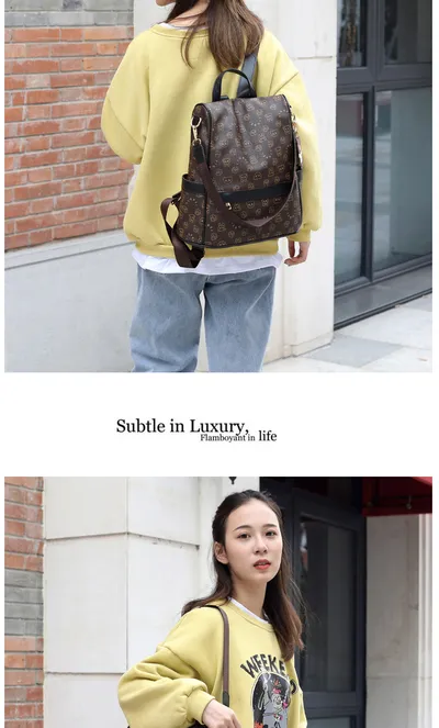 new Korean fashion ladies bags soft leather backpack