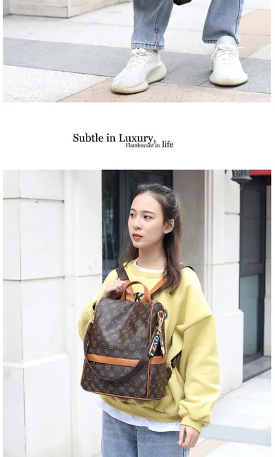 new Korean fashion ladies bags soft leather backpack