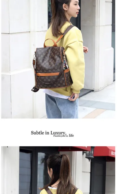 new Korean fashion ladies bags soft leather backpack