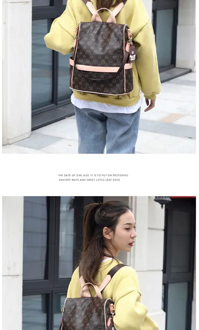 new Korean fashion ladies bags soft leather backpack
