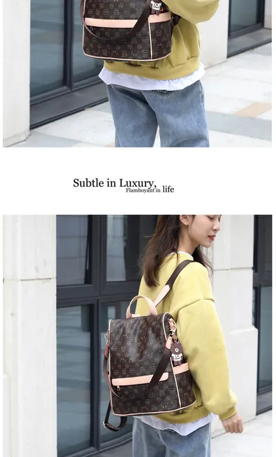 new Korean fashion ladies bags soft leather backpack